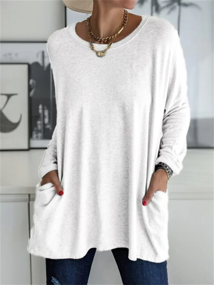 Losvallende blouse met zak voor alledaagse looks