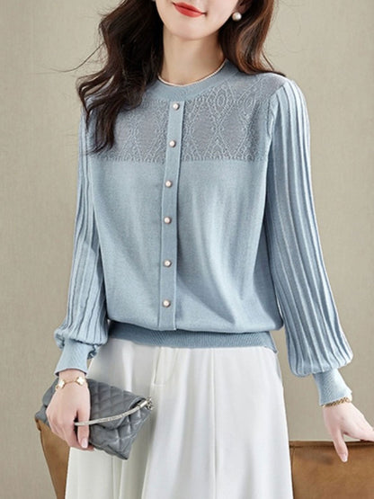 Xivana Blouse | Lange Mouw Blouse met Ronde Hals