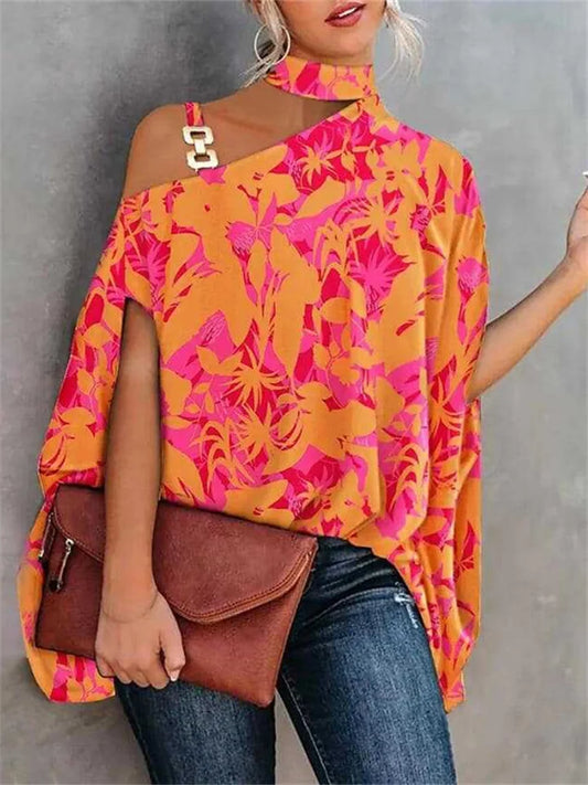 Estafania - Zomers t-shirt met vleermuismouwen en print