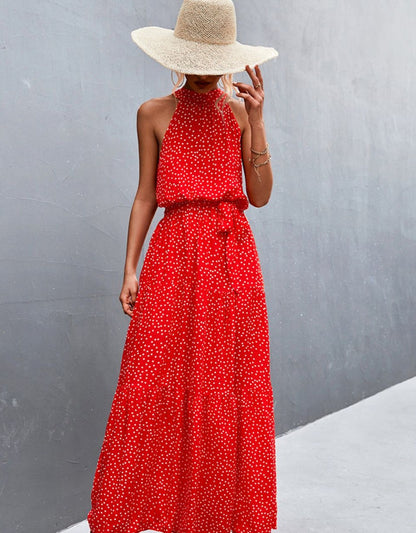 Mouwloze jurk met zomerse print