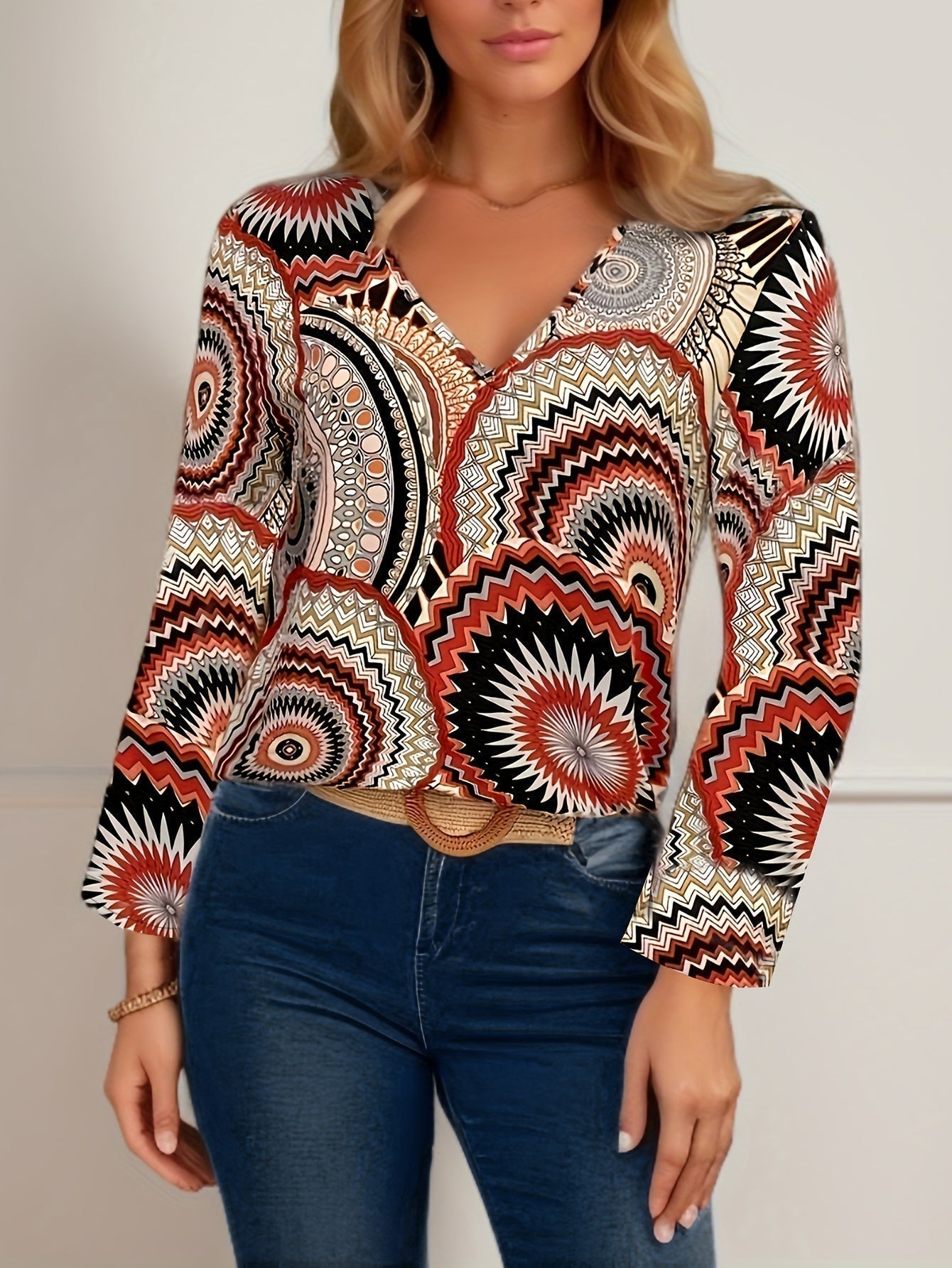 Marta - Elegante V-hals blouse met lange mouwen