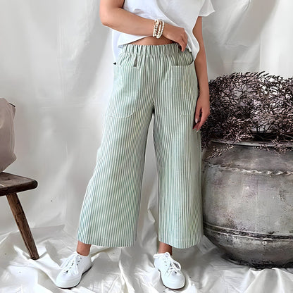 Gestreepte cropped broek met zakken