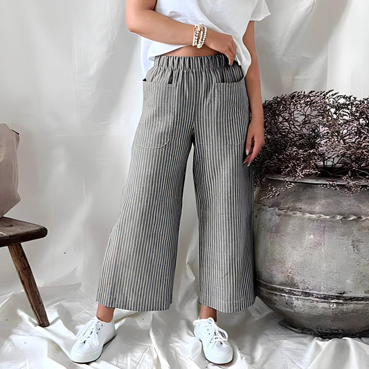 Gestreepte cropped broek met zakken