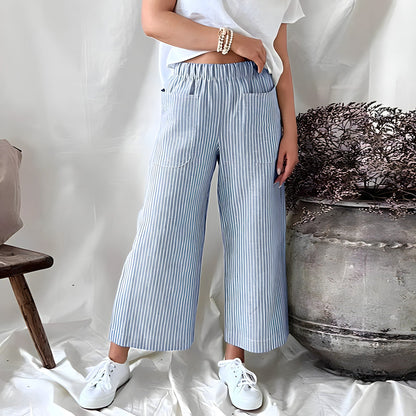 Gestreepte cropped broek met zakken