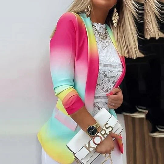 Thanea dames blazer met lange mouwen in tie dye