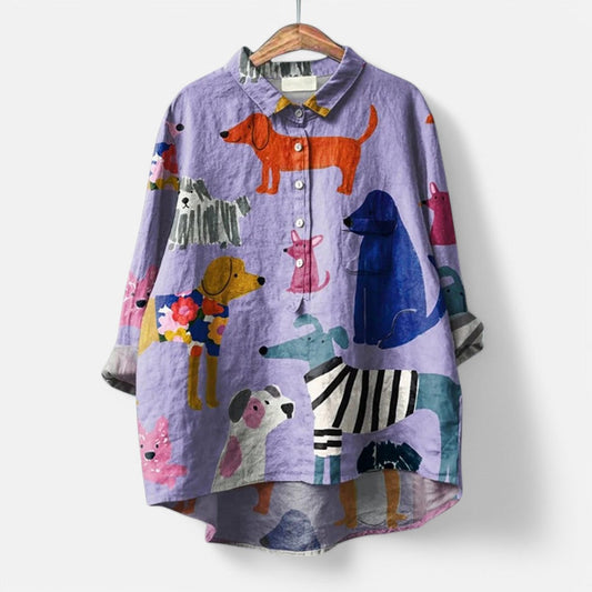 Zylo™ Trendy Blouse met Kleurrijke Artistieke Print