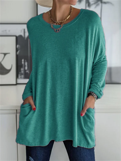 Losvallende blouse met zak voor alledaagse looks