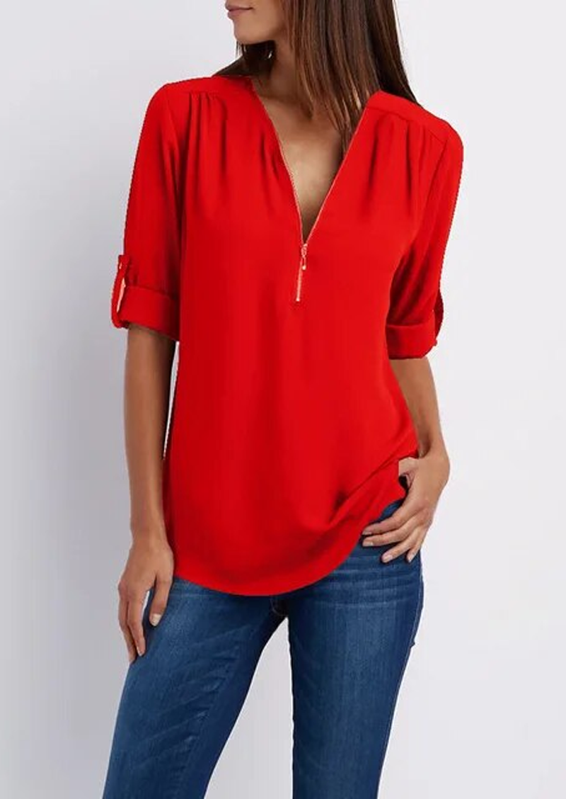 Leona | Elegante V-Hals Blouse voor Dames