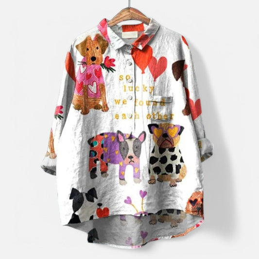 Trendy blouse met kleurrijke artistieke print