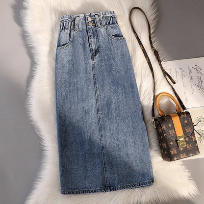 Denim rok met elastiek in de taille - Lucila
