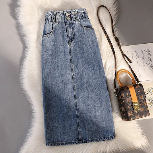 Denim rok met elastiek in de taille - Lucila