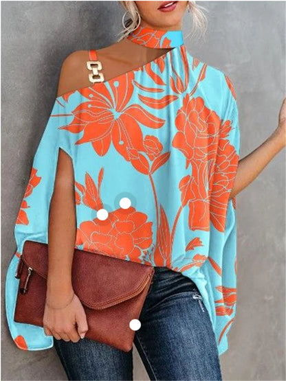 Estafania - Zomers t-shirt met vleermuismouwen en print
