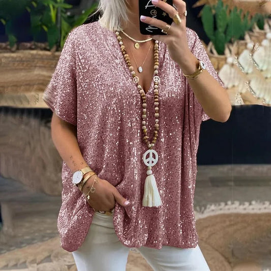 Wendy Bloes | V-hals Pailletten Blouse