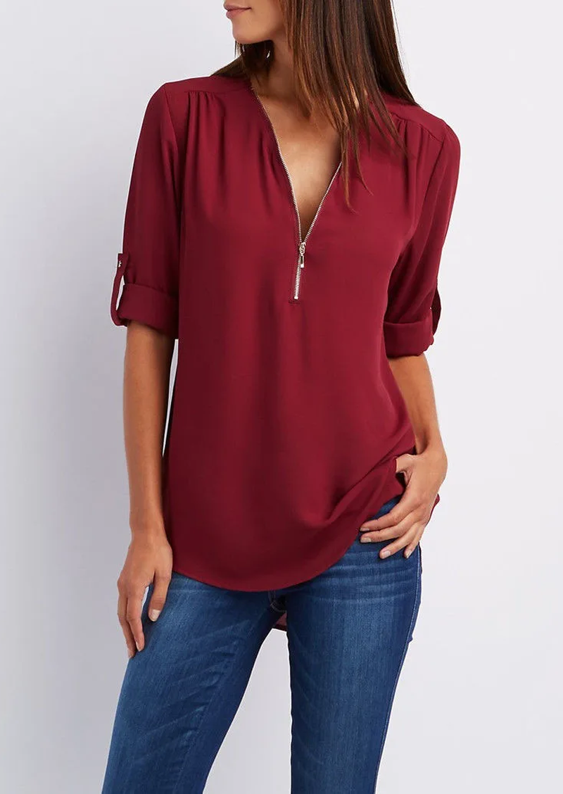 Leona | Elegante V-Hals Blouse voor Dames