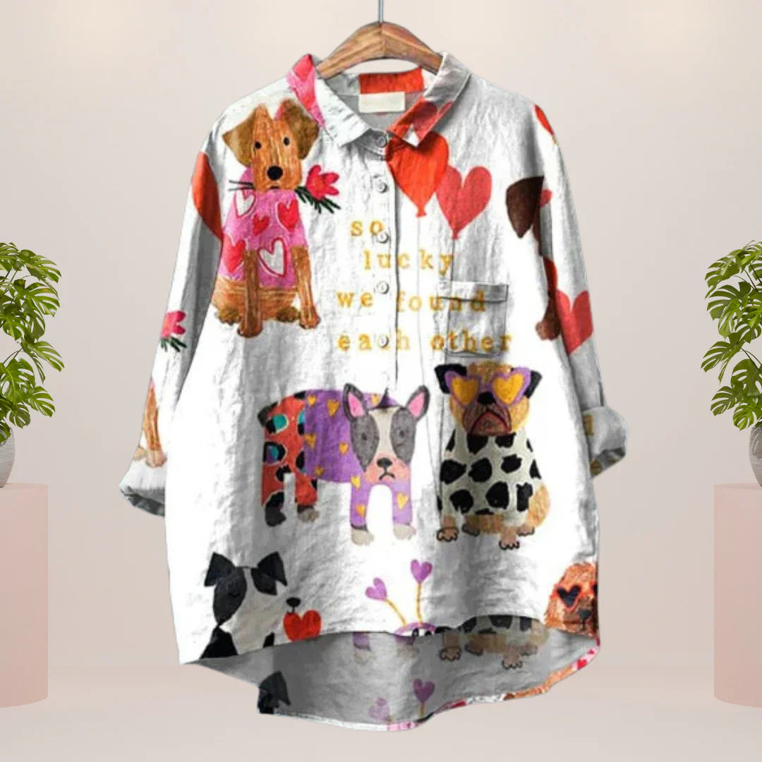 Katharina™ speels shirt met kunstprint