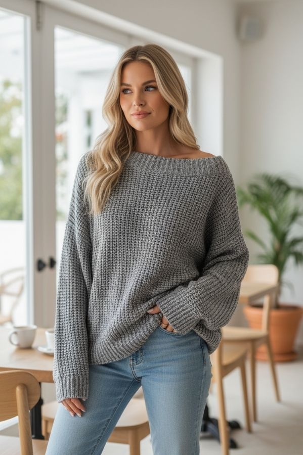 Amaya | Comfortabele damespullover met wijde kraag, casual en chic