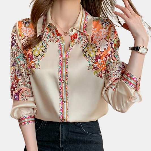 Wina Blouse | Vrouwen Lange Mouw Patroon Blouse