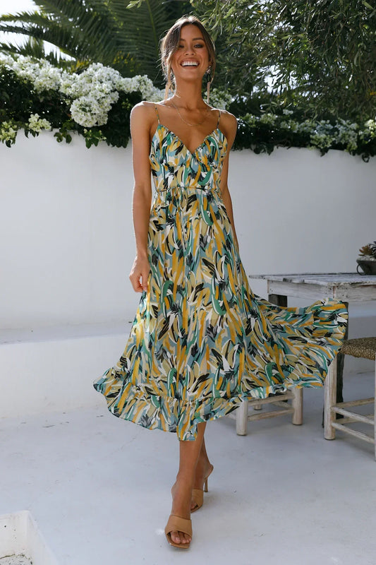 Amity - blauwe midi-jurk