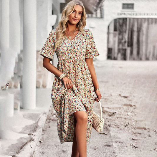Elegante bloemen mini jurk voor vrouwen