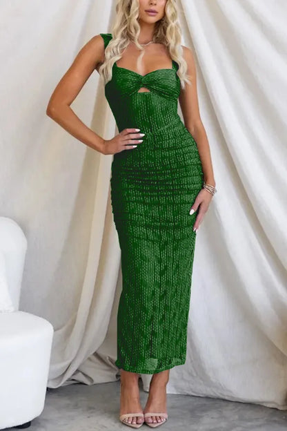 Ausha - Maxi-jurk van mesh met ruches