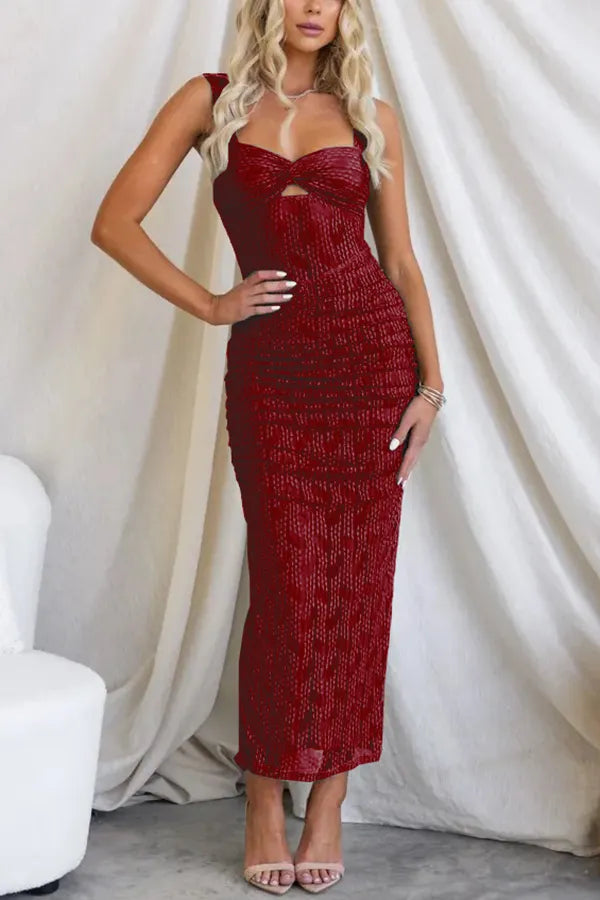 Ausha - Maxi-jurk van mesh met ruches
