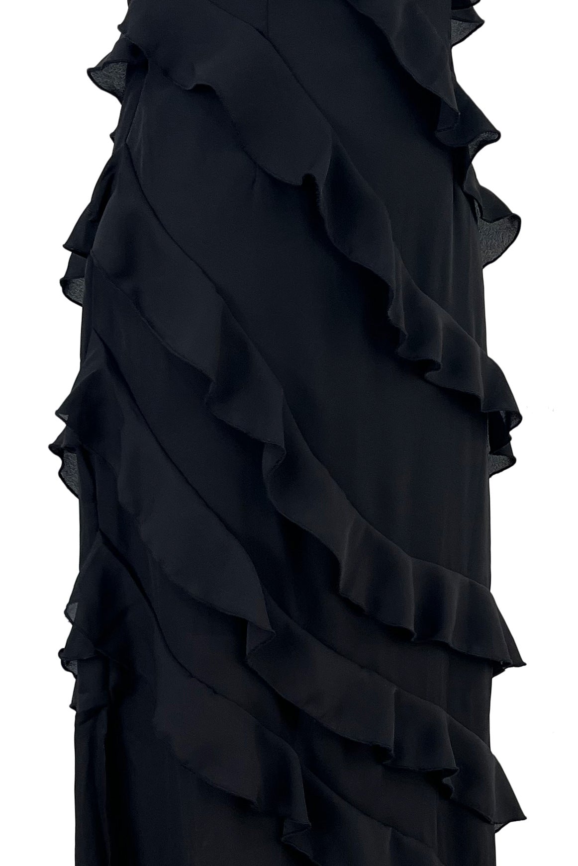 Aviva - Zijden chiffon halterjurk met split