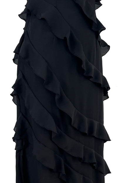 Aviva - Zijden chiffon halterjurk met split