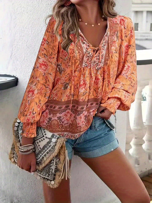 Bloemenstrik Voor Shirt - Lantaarnmouwen Ontwerp & Relaxed Fit