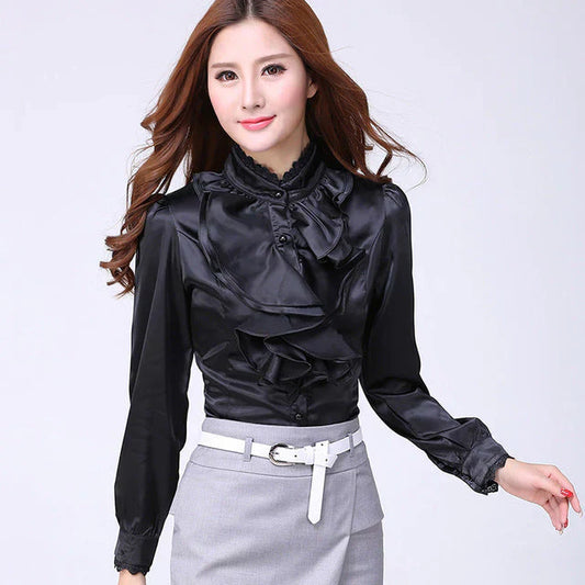 Suzette Bloes Lange Mouwen Gerimpelde Blouse