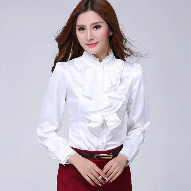 Suzette Bloes Lange Mouwen Gerimpelde Blouse