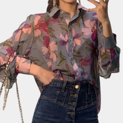 DIANNE | Damesblouse versierd met bloemmotieven