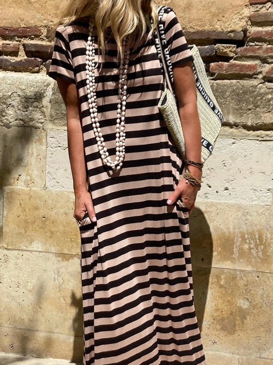 Cafe streep maxi jurk