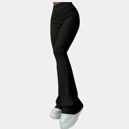 Geribde uitlopende broek voor dames