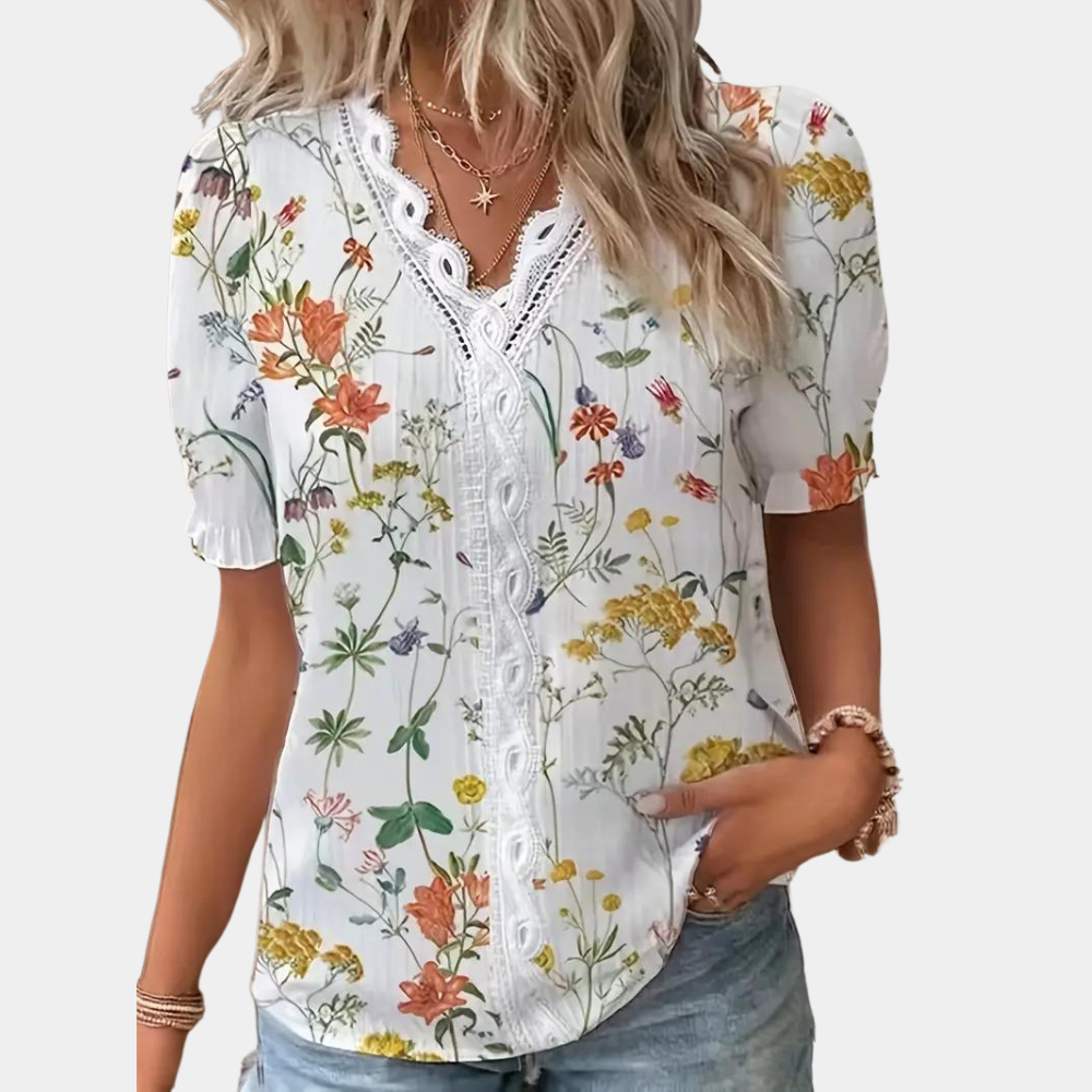 Suus - Gebloemde blouse met kant