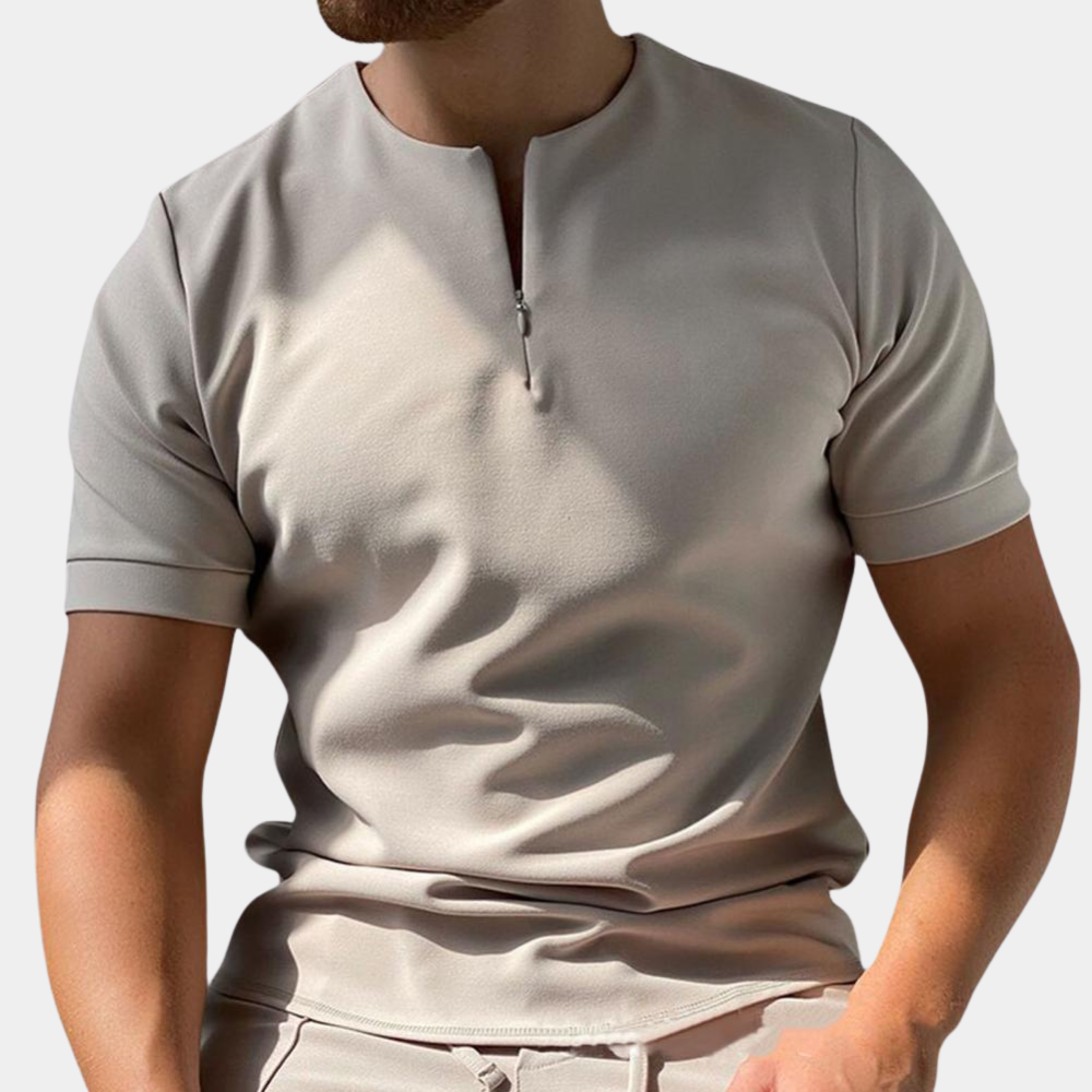 Yussef Blouse | Korte mouwen blouse met rits voor heren