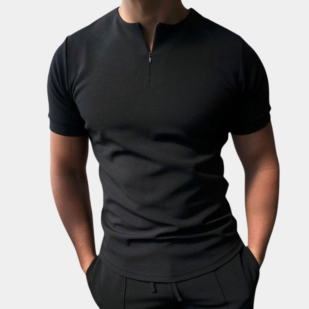 Yussef Blouse | Korte mouwen blouse met rits voor heren