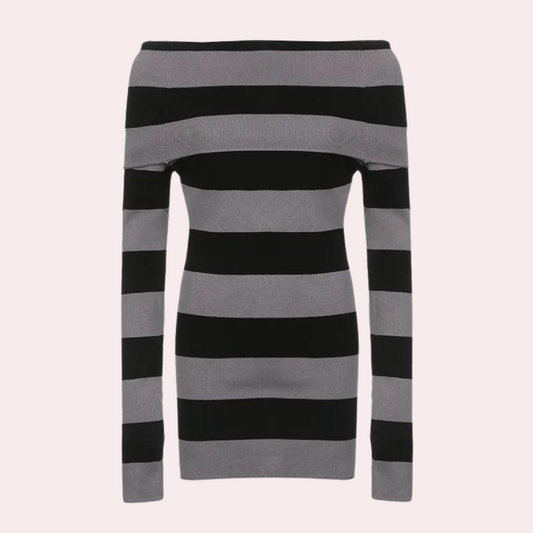 Stijlvolle gebreide off-shoulder mini jurk voor dames