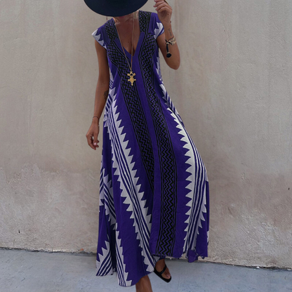 Adelina - Bohemian dames maxi-jurk met geometrische print