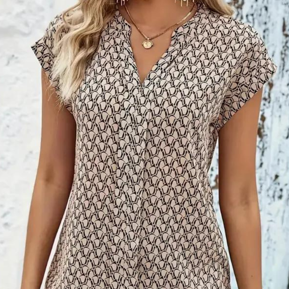 Edith - V-Hals T-Shirt met Print - Klassiek & Comfortabel