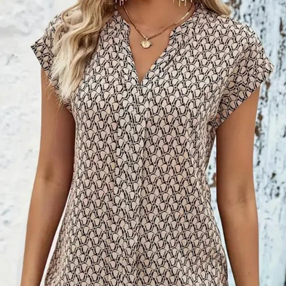 Edith - V-Hals T-Shirt met Print - Klassiek & Comfortabel