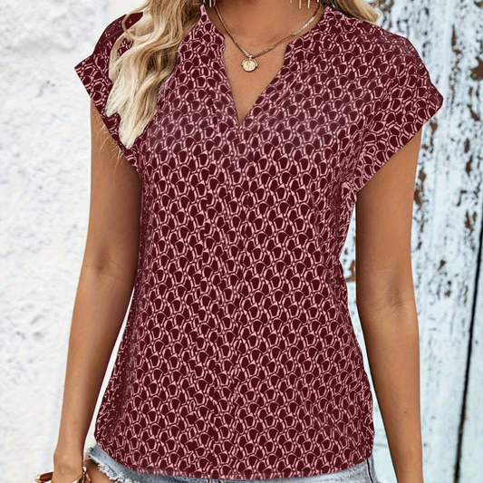 Edith - V-Hals T-Shirt met Print - Klassiek & Comfortabel