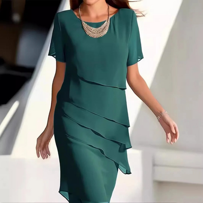 Karmen - Tijdloze Elegantie Geplooide Chiffon Jurk
