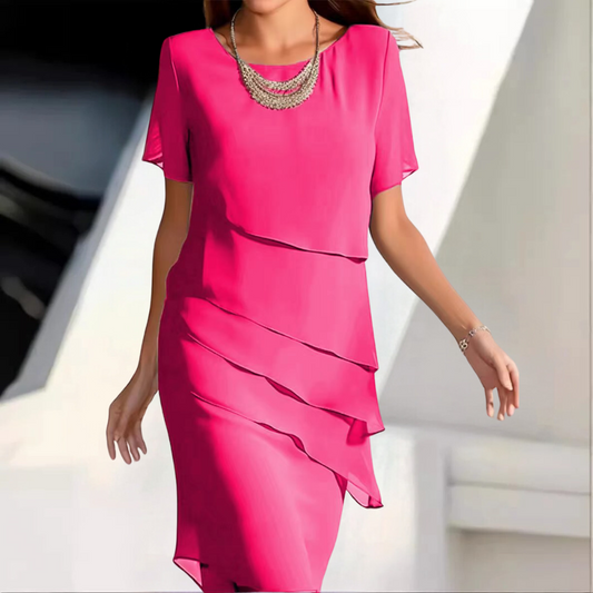 Karmen - Tijdloze Elegantie Geplooide Chiffon Jurk