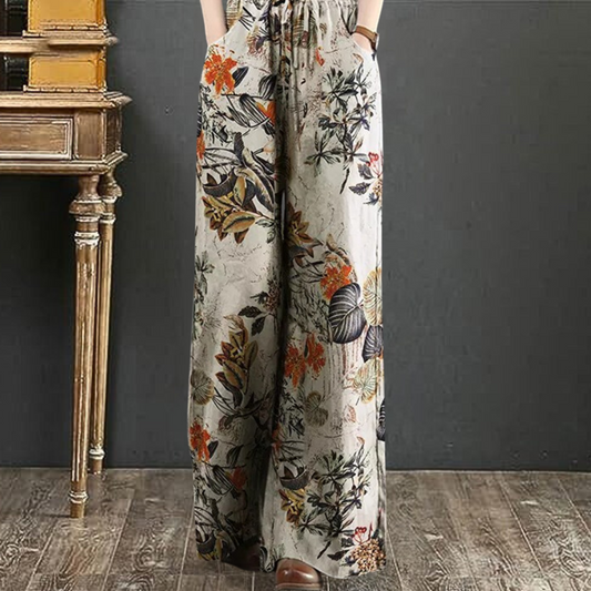 Elegante wijde broek met bloemenprint