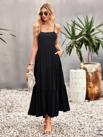 Calliope - Geruite halter maxi jurk