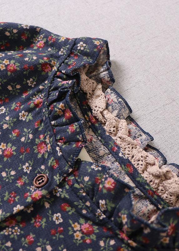 Carrie - Jurk met ruches, patches en herfstprint, lang, lange mouw