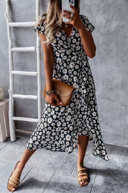 Chanelle - Madeliefjesprint midi-jurk