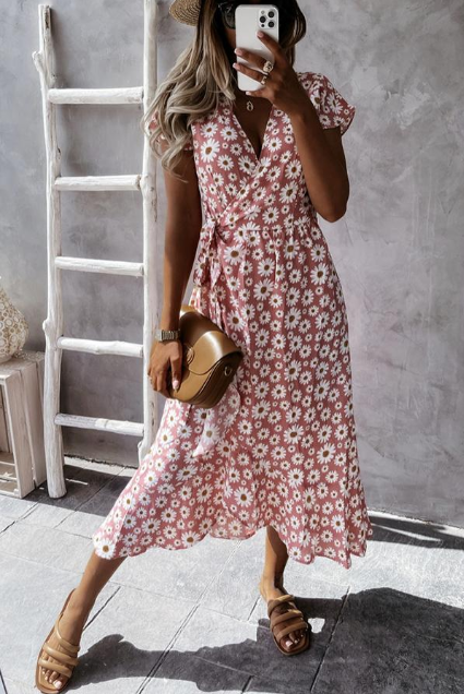 Chanelle - Madeliefjesprint midi-jurk