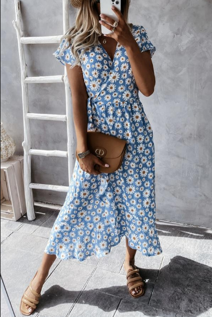 Chanelle - Madeliefjesprint midi-jurk