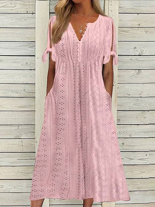 Chava - Vrouwen Resort Effen Jurk met Kant